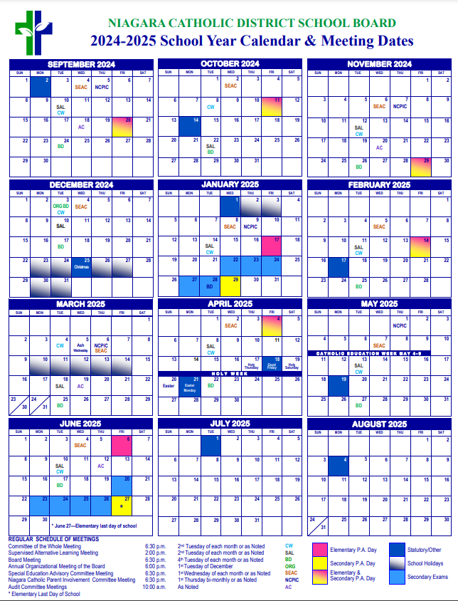 Secondary School Calendar